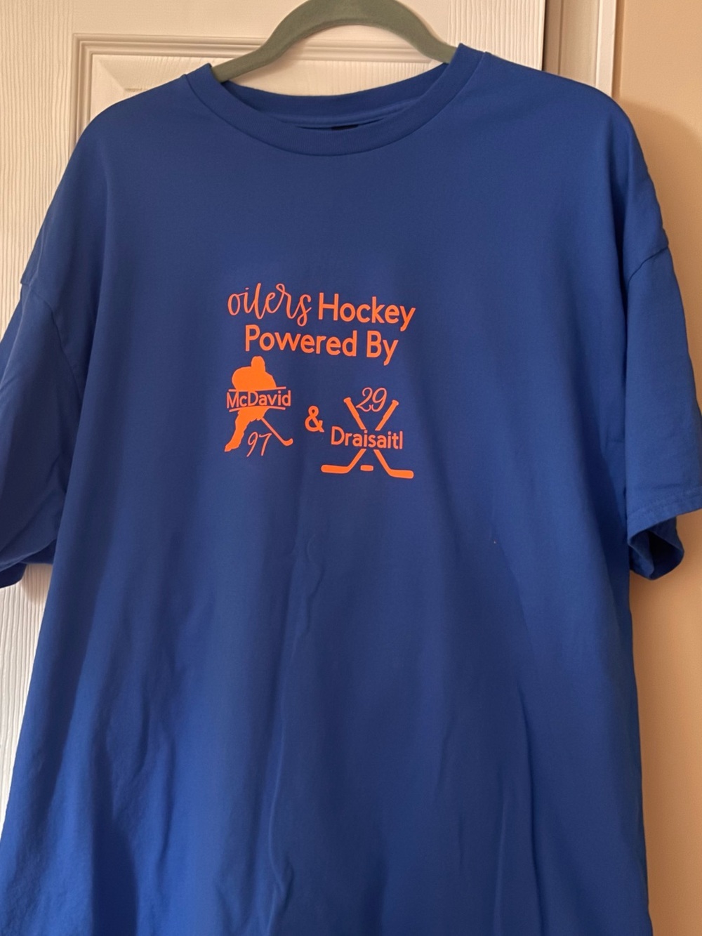 Blue 'Oilers Hockey Powered By' Graphic Tee size 2XL